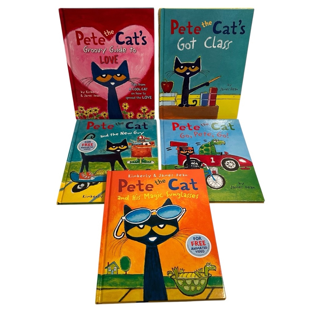 Lot of 5 Pete the Cat Hardcover books 2016 Teacher Homeschool Library Book Nook
